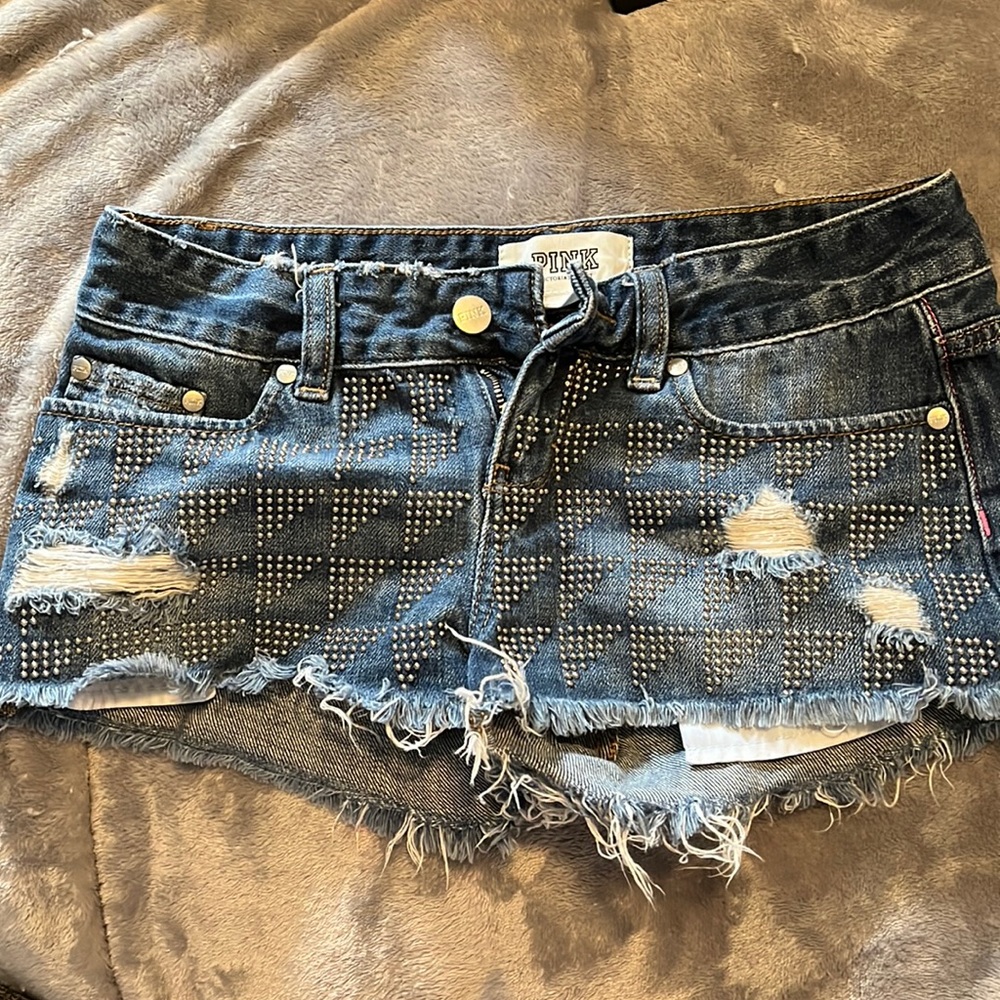 PINK Studded Jean Shorts